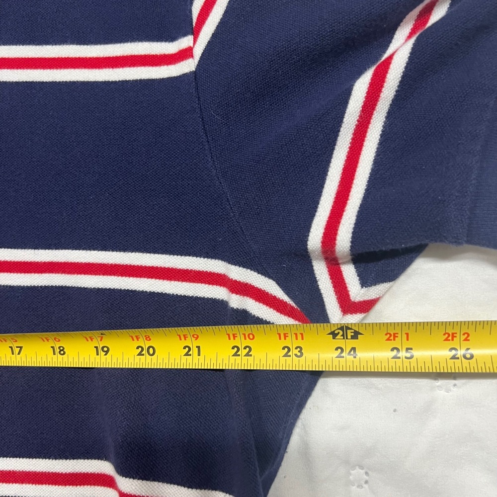 Polo Ralph Lauren Mens XL Navy Red White Striped Short Sleeve Pique Polo Shirt - Picture 8 of 9